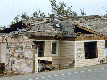 Hurricane Katrina damages home in Port Sulphur Louisiana
