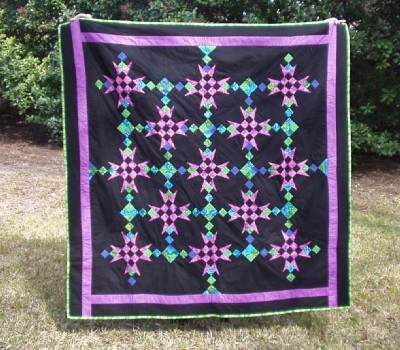  Beautiful Quilt Black & Bright Colors 64X64